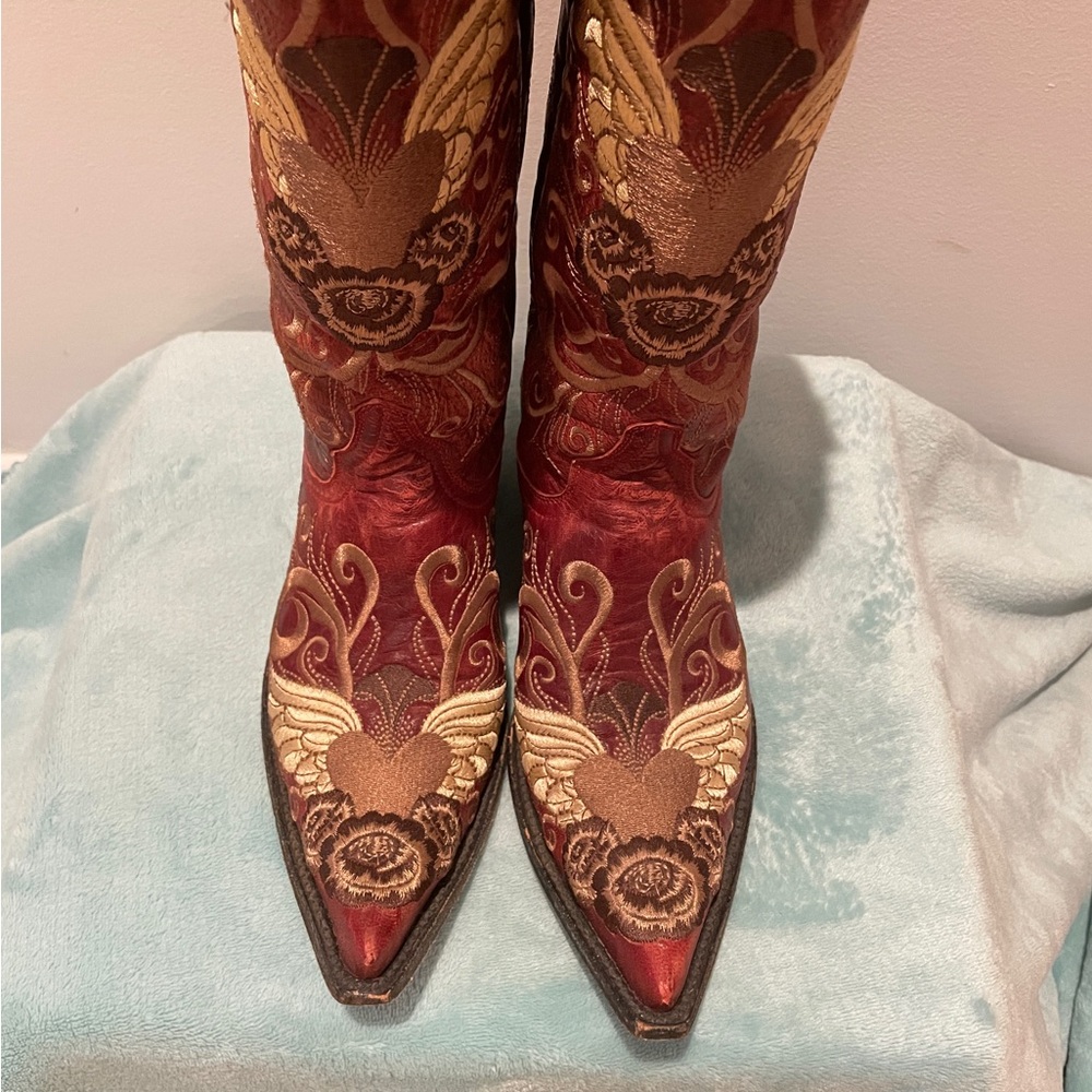 Old Gringo Grace Red Heart Embroidered Western Cowgirl Boots - Picture 7 of 8
